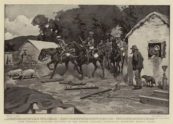 Con la fanteria montata di Bethune nel paese di Umvoti, pattugliando le fattorie dei ribelli sospetti